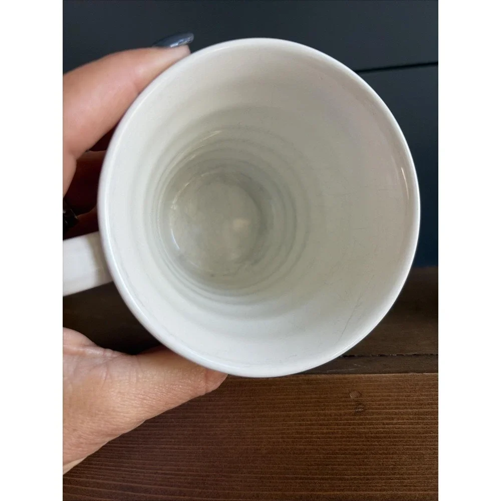 VTG 90s/2000s IKEA Coffee Mugs Set of 2 White Green Geometric Band Ceramic Cups